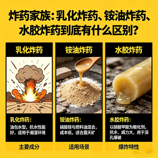 颍州炸药家族：乳化炸药、铵油炸药、水胶炸药到底有什么区别？